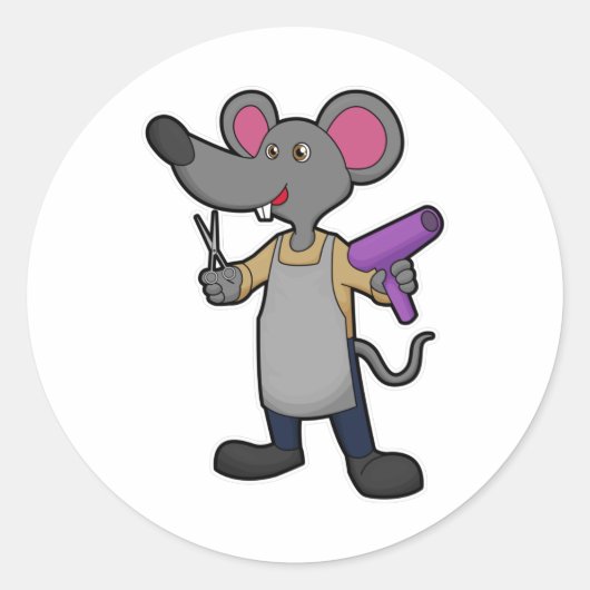 はさみ及びヘアドライヤーと美容師としてマウス ラウンドシール (正面)