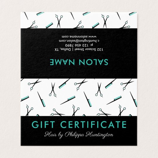 はさみ及び櫛のヘアーサロンのギフト券 (外部フラット)