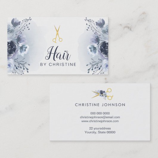 はさみ及び青いフローラ 名刺 (正面/裏面)