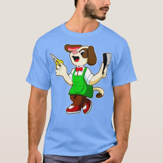 はさみ櫛で理容師をする犬 Tシャツ