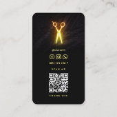 はさみ白熱［赤熱］光を放つ理髪師の理髪店 名刺 (裏面)