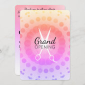 はさみ白熱［赤熱］光を放つ美容師サロングランドオープン 招待状 (正面/裏面)