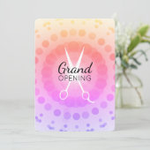 はさみ白熱［赤熱］光を放つ美容師サロングランドオープン 招待状 (スタンド正面)