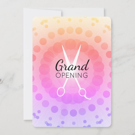 はさみ白熱［赤熱］光を放つ美容師サロングランドオープン 招待状 (正面)