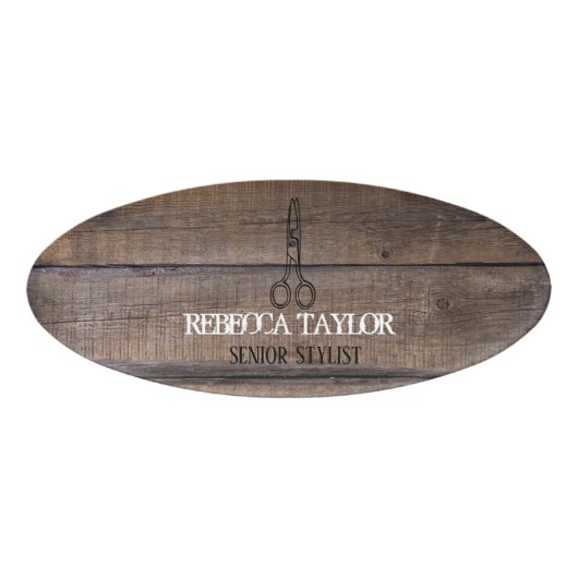 はさみ素朴ロゴサロン社員名タグ 名札 (正面)