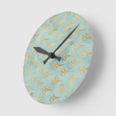 はさみ美容師ヴィンテージ美しいサロン金ゴールド ラウンド壁時計 (傾斜)