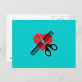 はさみ&くしおよびハート ポストカード (正面/裏面)