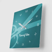 はさみ |シアン |ヘアサロン スクエア壁時計 (傾斜)