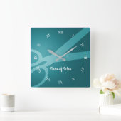 はさみ |シアン |ヘアサロン スクエア壁時計 (ホーム)