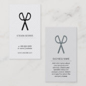 はさみ/ストライプ（灰色） 名刺 (正面/裏面)