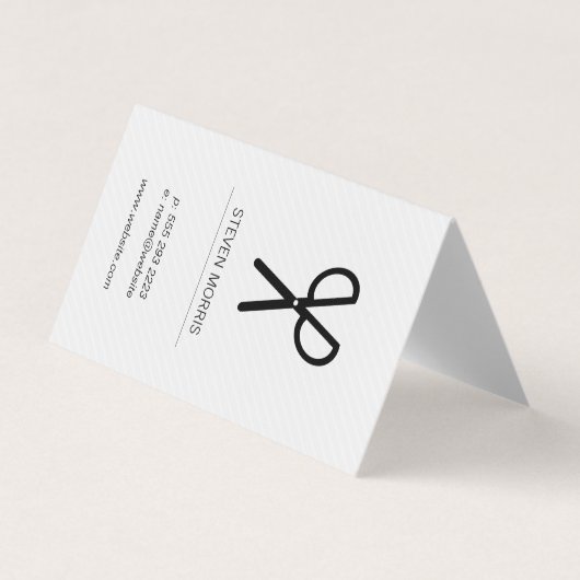 はさみ/ストライプ（灰色） 名刺 (正面)
