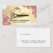 はさみ |ブラシ金ゴールド |花 |ヘアロゴ 予約カード (正面/裏面)