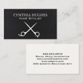 はさみ |ブラックレザー 名刺 (正面/裏面)