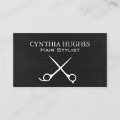 はさみ |ブラックレザー 名刺 (正面)