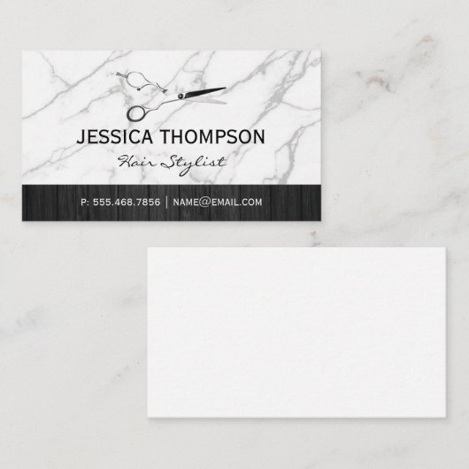 はさみ |大理石の木 名刺 (正面/裏面)