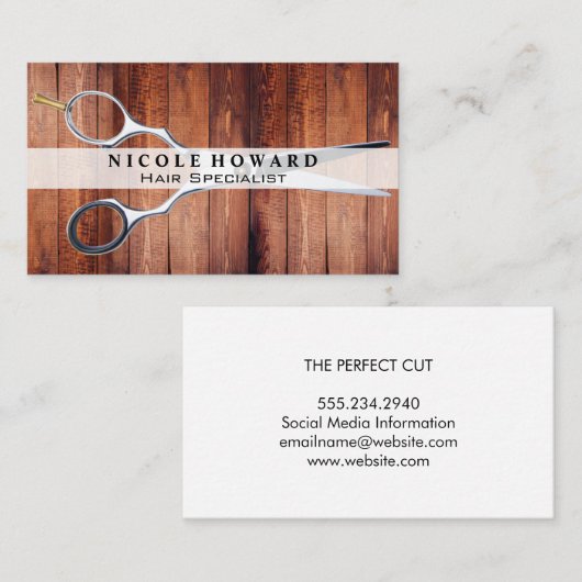 はさみ |木製ボード 名刺 (正面/裏面)