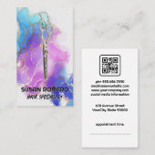 はさみ |水色の背芸術的景 予約カード (正面/裏面)