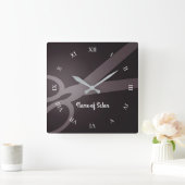 はさみ|濃い茶と白|ヘアサロン スクエア壁時計 (ホーム)