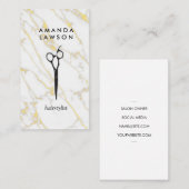 はさみ |白い金ゴールド大理石 名刺 (正面/裏面)