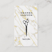 はさみ |白い金ゴールド大理石 名刺 (正面)