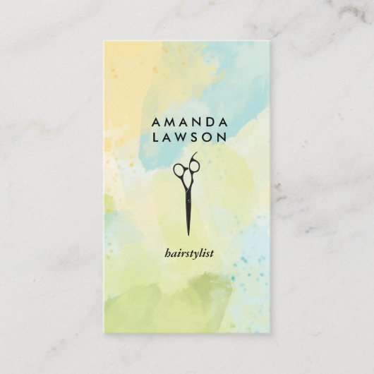 はさみ | 美容師 | 水彩画 名刺 (正面)