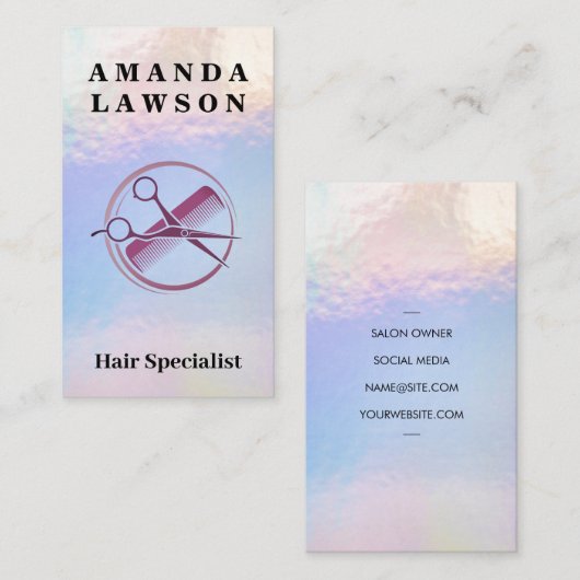 はさみ | 虹色きらめく | 美容師 名刺 (正面/裏面)