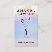 はさみ |虹色のホイルの輝きの背景 名刺 (正面)