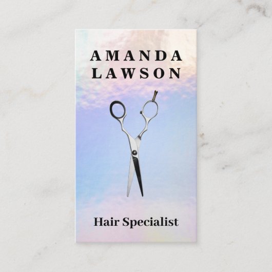 はさみ |虹色のホイルの輝きの背景 名刺 (正面)