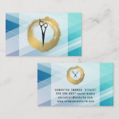 はさみ | 青い抽象芸術背景 名刺 (正面/裏面)