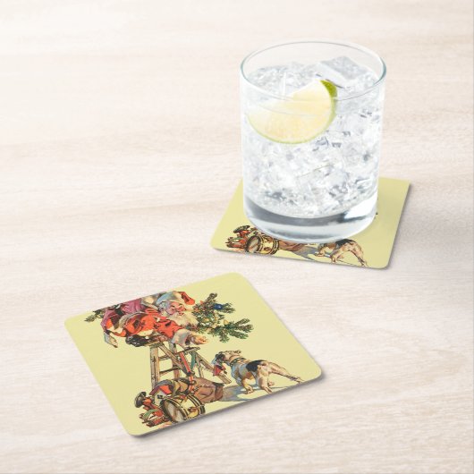 はしごをサンタアップ スクエアペーパーコースター (インサイチュ)