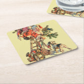 はしごをサンタアップ スクエアペーパーコースター (アングル)