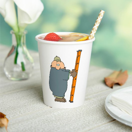 はしごを持っている人 紙コップ