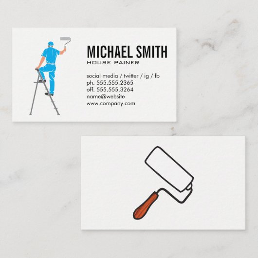 はしご上の画家 名刺 (正面/裏面)