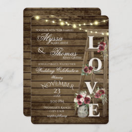 はしご素朴とライトがブルゴーニュを愛す結婚る 招待状