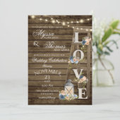 はしご素朴とライトヴィンテージブルーラブ結婚ズ 招待状 (スタンド正面)