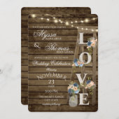 はしご素朴とライトヴィンテージブルーラブ結婚ズ 招待状 (正面/裏面)