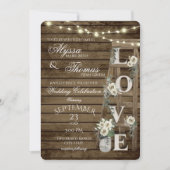 はしご素朴と白いバラの愛結婚の 招待状 (正面)