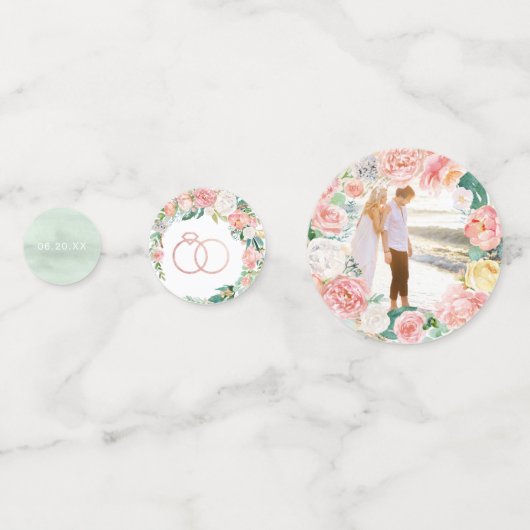 はじけるような夏の花をイメージした、恥ずかしそうに赤くなるウェディングシャワーのためのコンフェッティ コンフェッティ (裏面)