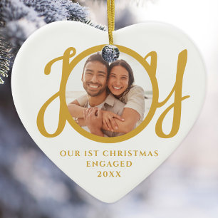 はじめてのクリスマス 婚約記念フォト ハート型 セラミックオーナメント
