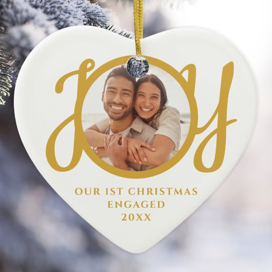 はじめてのクリスマス 婚約記念フォト ハート型 セラミックオーナメント
