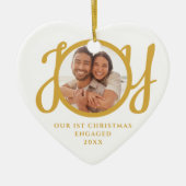 はじめてのクリスマス 婚約記念フォト ハート型 セラミックオーナメント (正面)