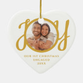 はじめてのクリスマス 婚約記念フォト ハート型 セラミックオーナメント (裏面)