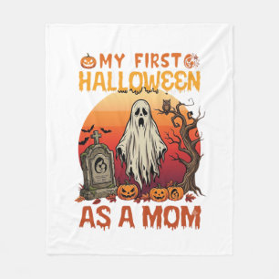 はじめてのハロウィンママ幽霊墓石パンプキン_1 フリースブランケット