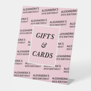 はじめてのピンクの名前 年齢 誕生日 プレゼントとカード 台座サイン