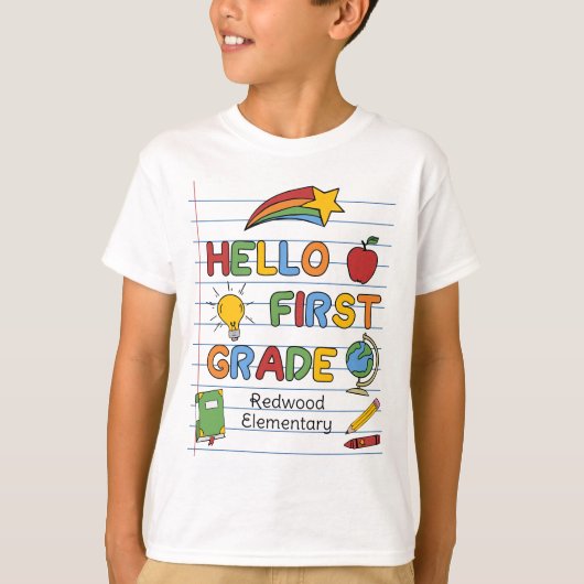 はじめての一年生の紙と落書き Tシャツ (正面)