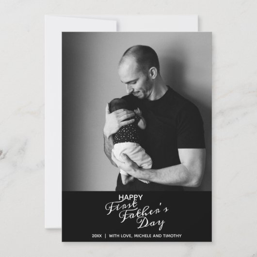 はじめての父の日 おしゃれなタイポグラフィー 写真入り (正面)