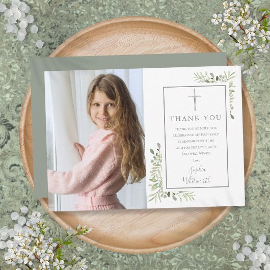 はじめての聖体拝領 グリーンフォト サンキューカード