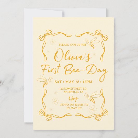 はじめてのBee-day バースデー招待状 招待状 (正面)