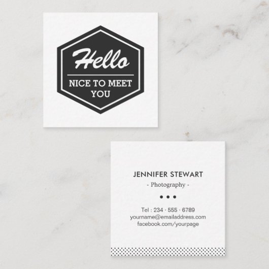 はじめまして |モダンシンプルスタイリッシュ スクエア名刺 (正面/裏面)