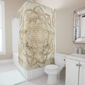 はすの生命の花-パステル調の金およびキャンバス シャワーカーテン (インサイチュ)